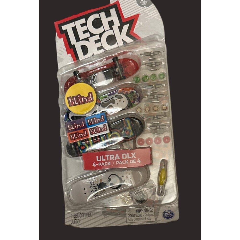 Tech Deck Ultra DLX 4-Pack Blind Fingerboards Set With Stickers & Tools‎